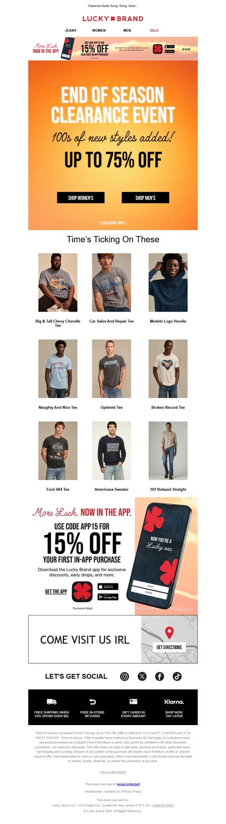 邮件模板创意 Lucky Brand End Of Season Sale 8