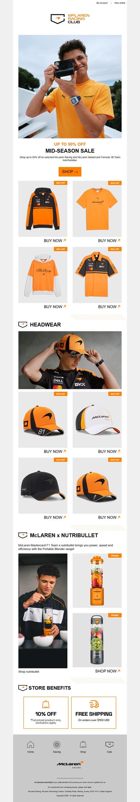 邮件模板创意 Mclaren Racing Club 44
