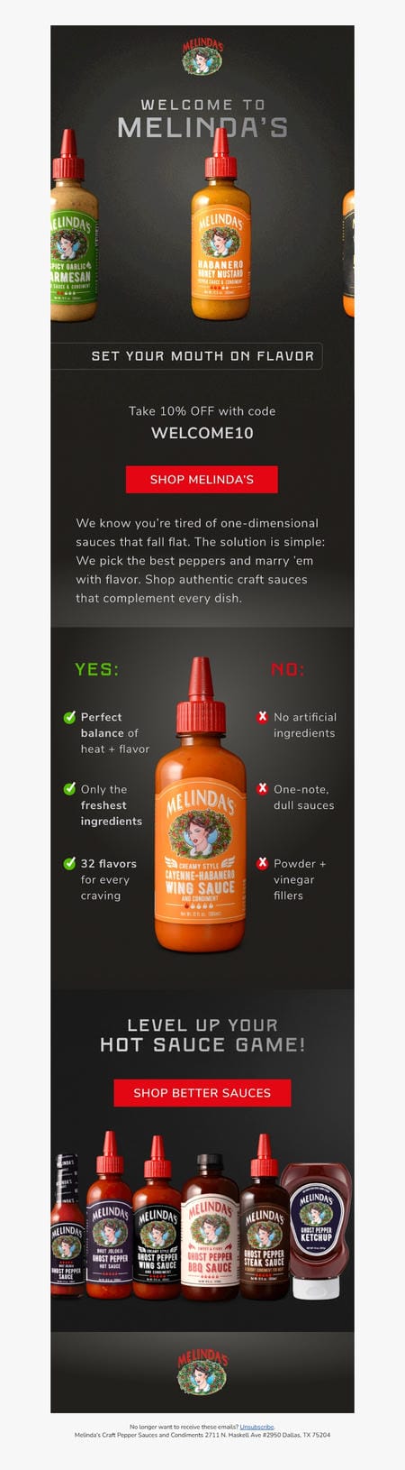 邮件模板创意 Melindas Hot Sauce