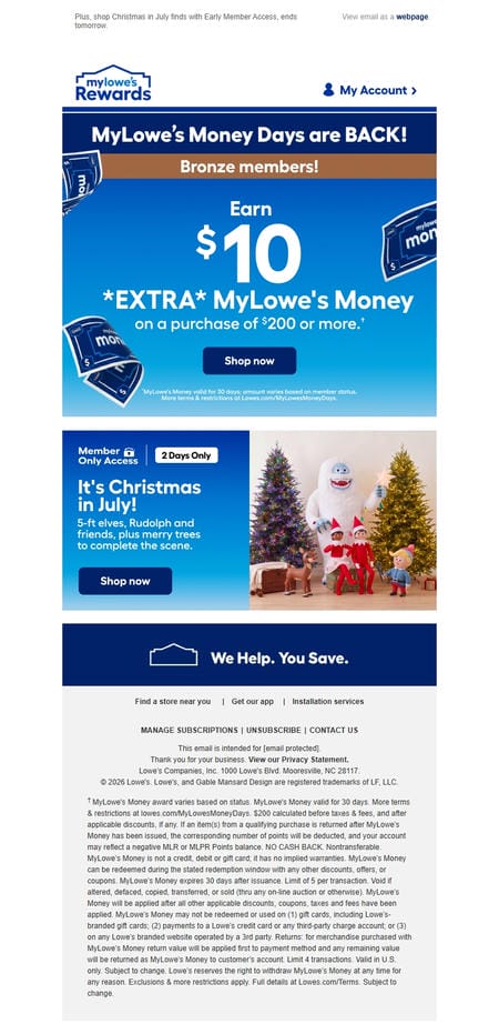 邮件模板创意 Mylowes Rewards 57