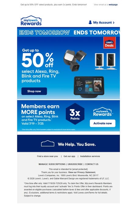邮件模板创意 Mylowes Rewards 58