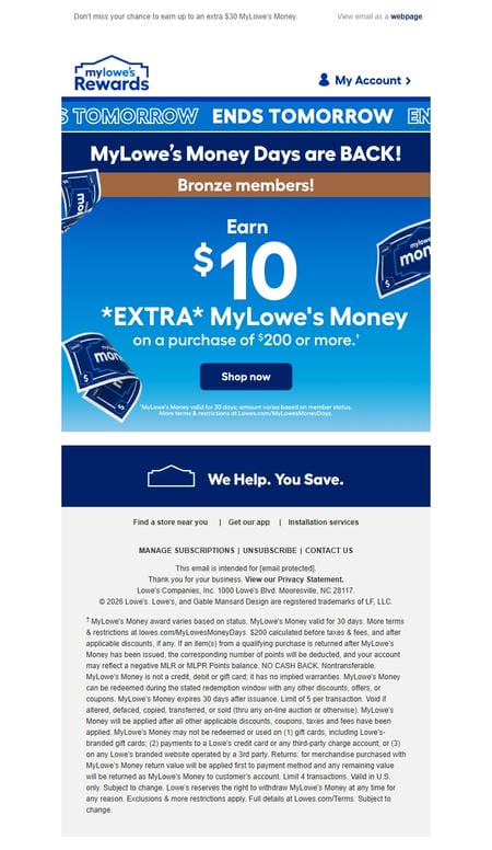 邮件模板创意 Mylowes Rewards 59