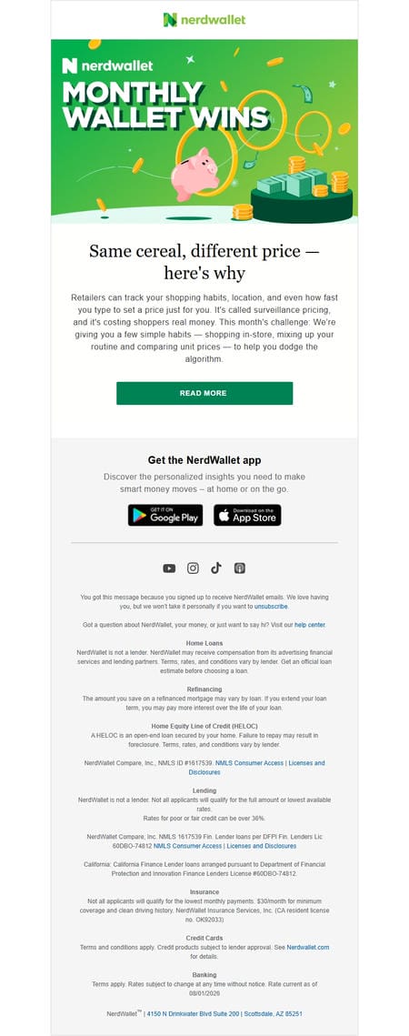 邮件模板创意 Nerdwallet 267