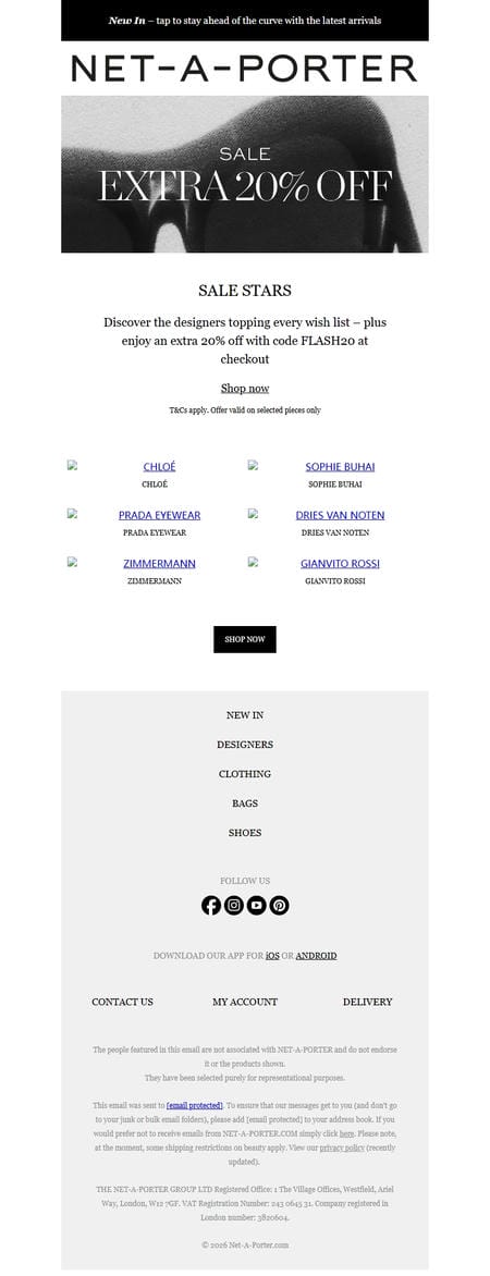 邮件模板创意 Net A Porter Sale 86