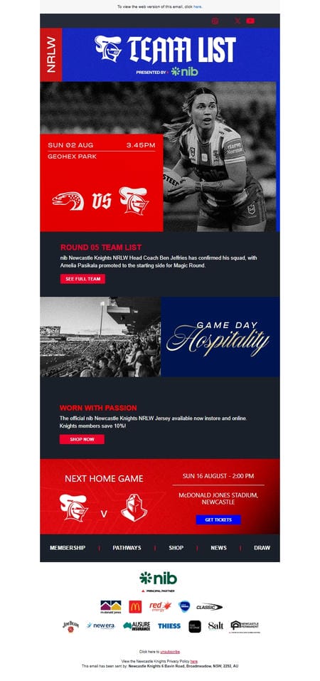邮件模板创意 Newcastle Knights 112