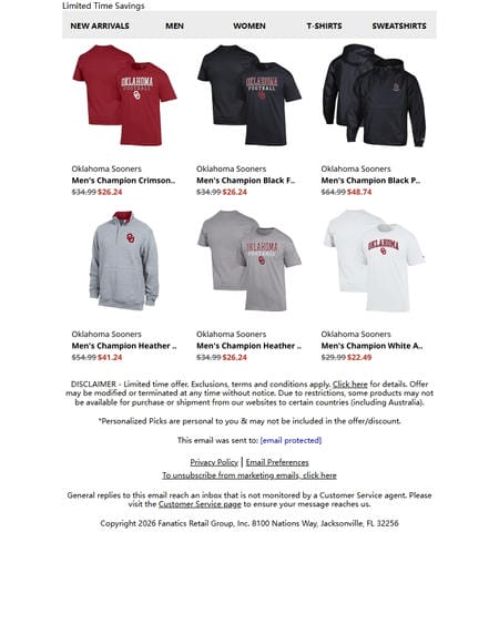 邮件模板创意 Oklahoma Sooners Official Store 298