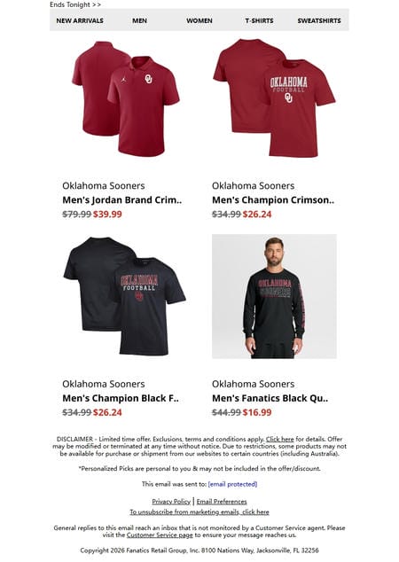 邮件模板创意 Oklahoma Sooners Official Store 301