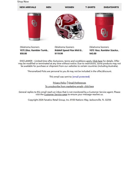 邮件模板创意 Oklahoma Sooners Official Store 304