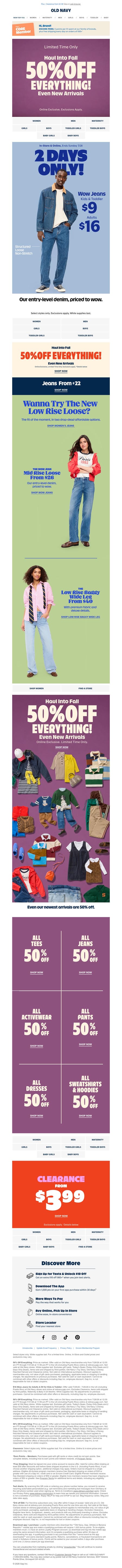 邮件模板创意 Old Navy Haul Into Fall