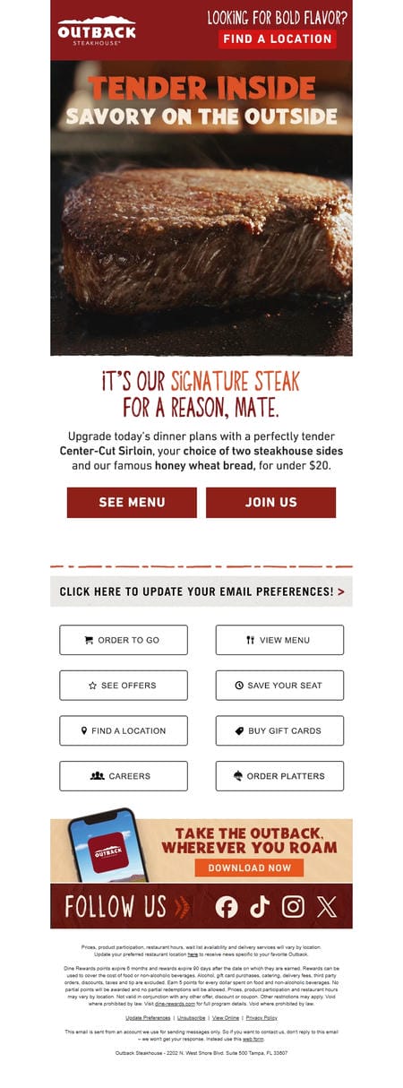 邮件模板创意 Outback Steakhouse 114