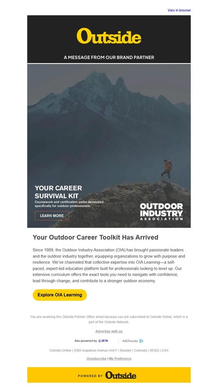 邮件模板创意 Outside Magazine With The Outdoor Industry Association