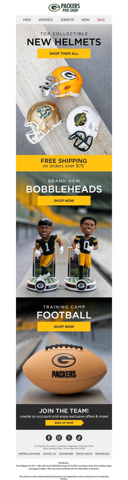 邮件模板创意 Packers Pro Shop 186