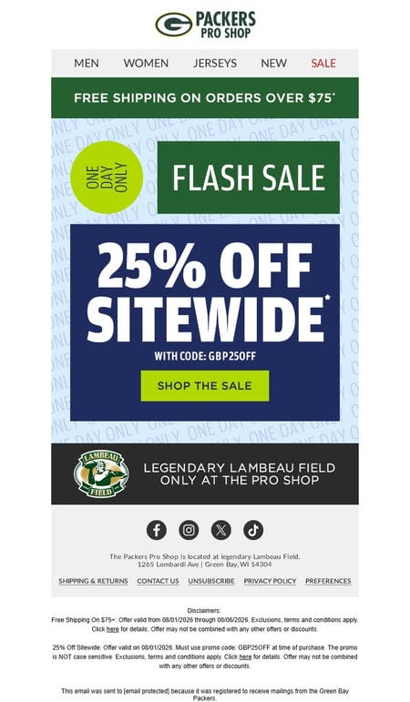 邮件模板创意 Packers Pro Shop 188