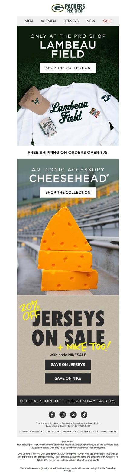 邮件模板创意 Packers Pro Shop 191