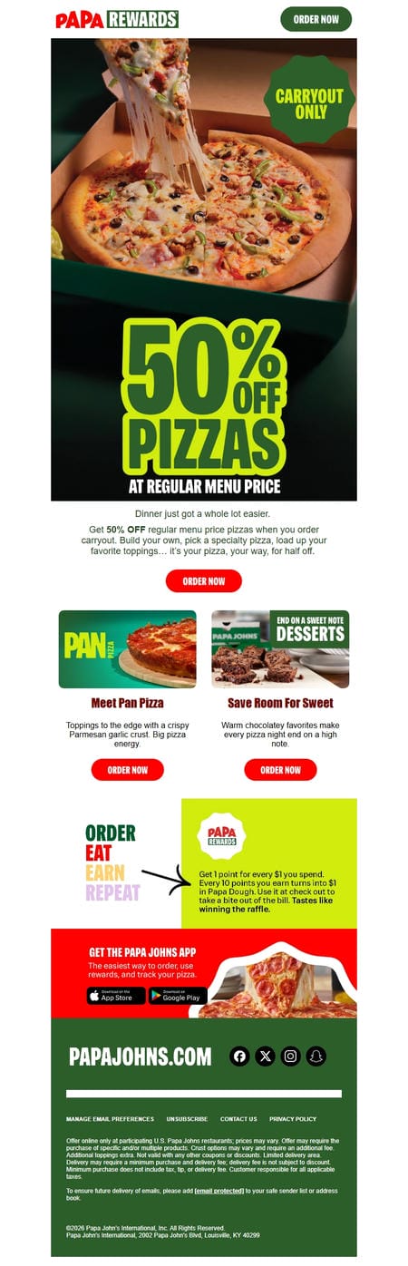 邮件模板创意 Papa Johns 207