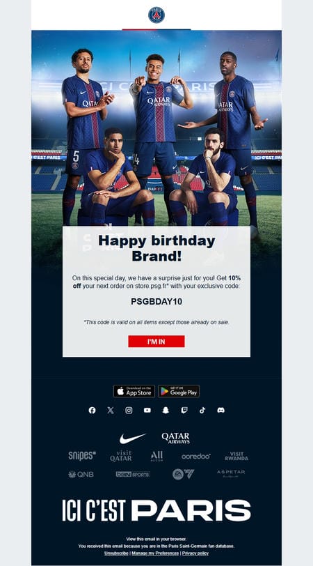 邮件模板创意 Paris Saint Germain 123