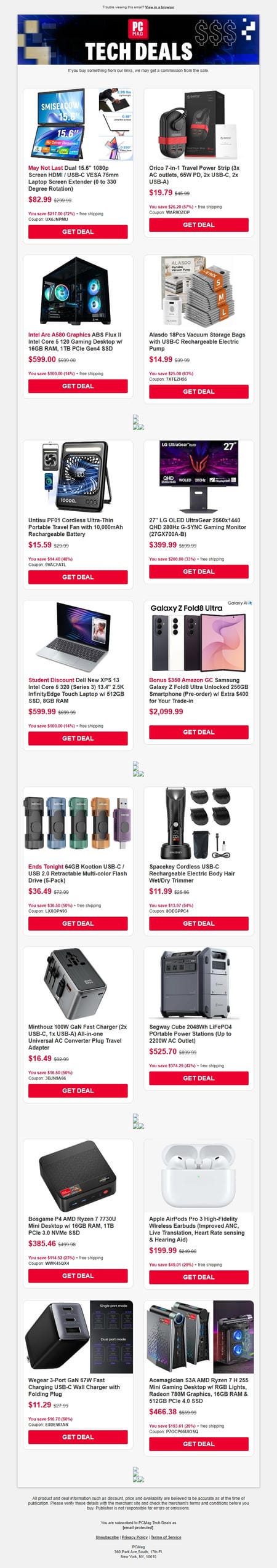 邮件模板创意 Pcmag Tech Deals 390