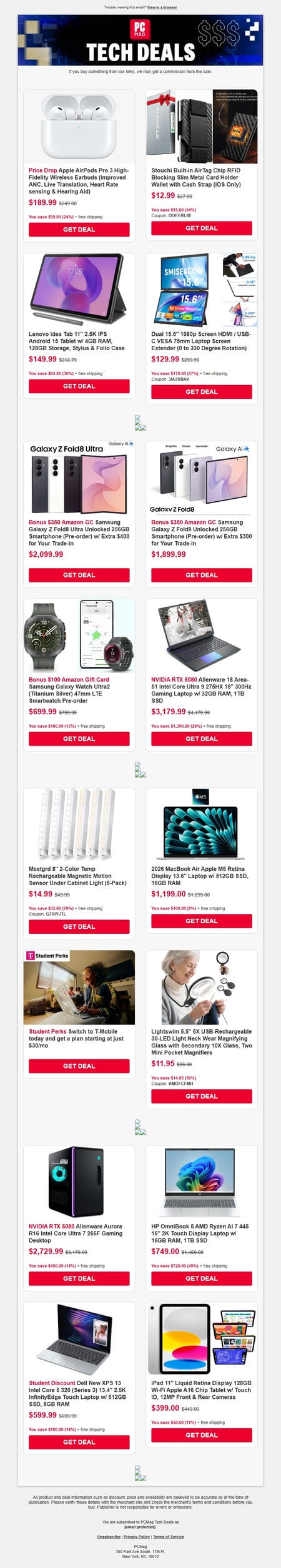 邮件模板创意 Pcmag Tech Deals 394