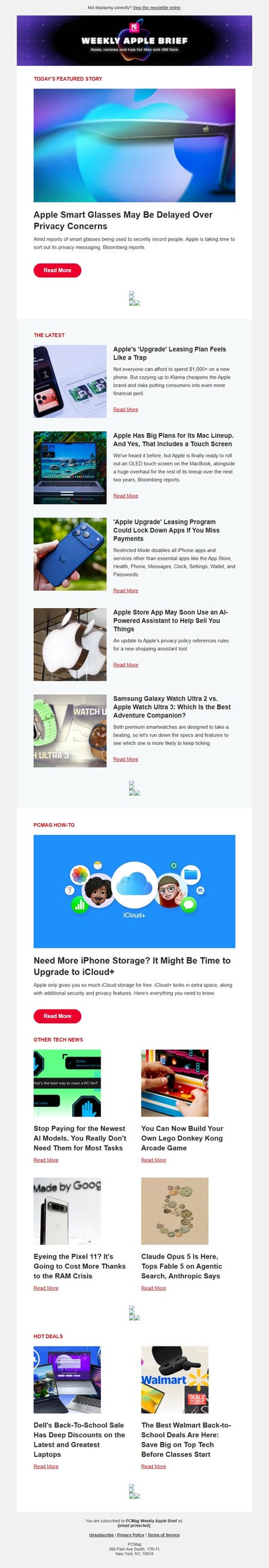 邮件模板创意 Pcmag Weekly Apple Brief 45