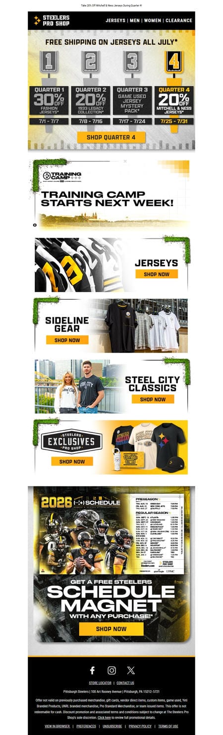 邮件模板创意 Pittsburgh Steelers Pro Shop 113