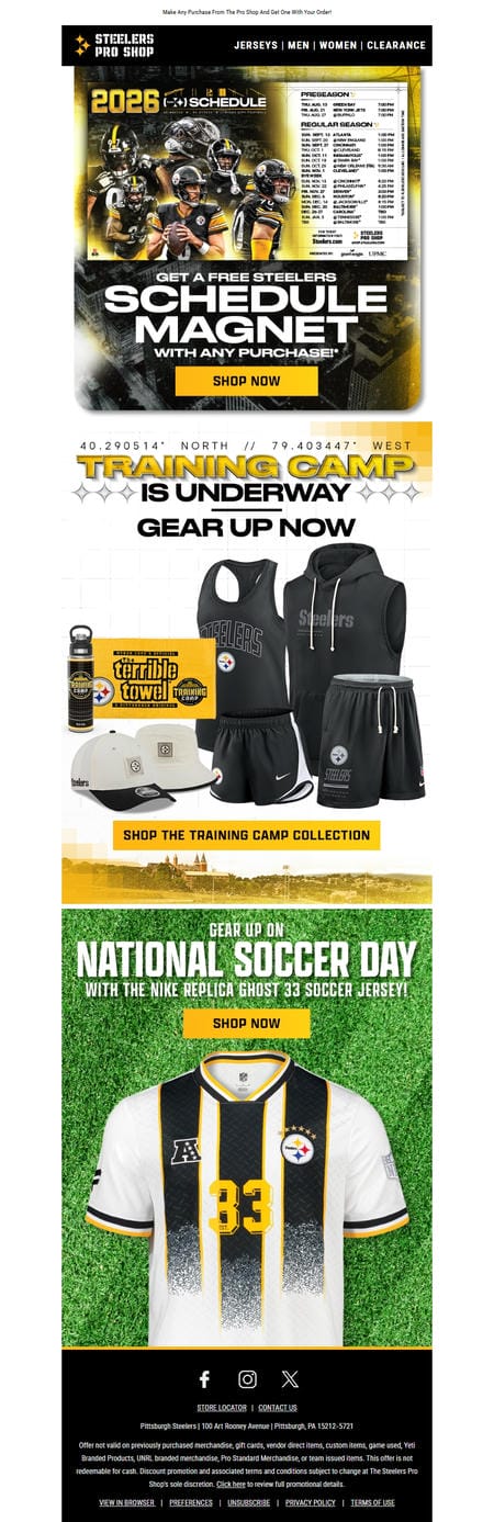 邮件模板创意 Pittsburgh Steelers Pro Shop 114