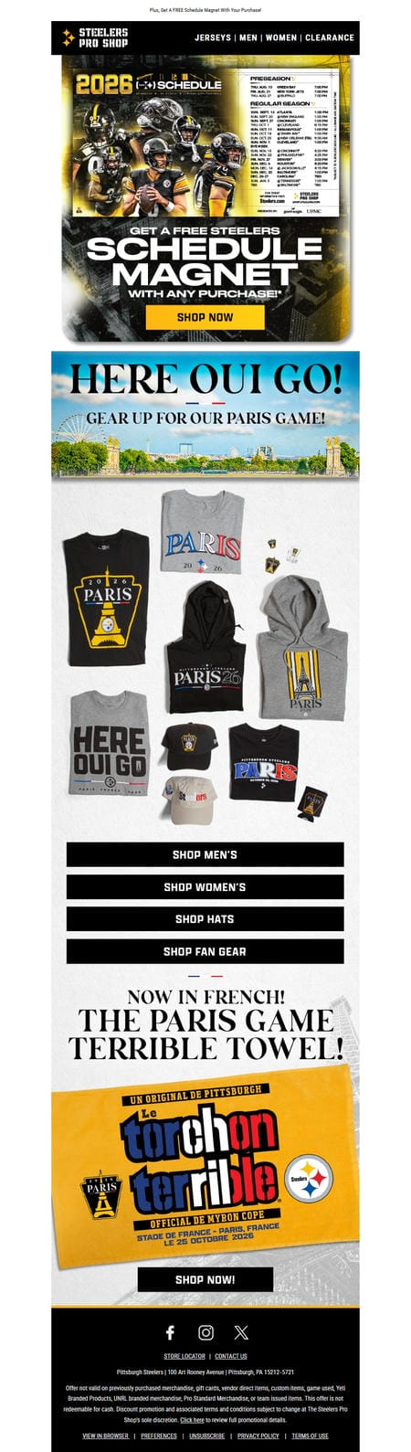 邮件模板创意 Pittsburgh Steelers Pro Shop 117