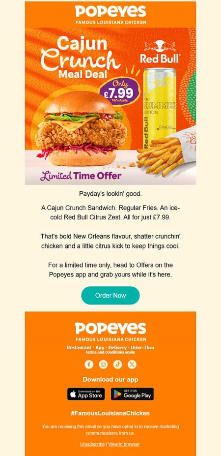 邮件模板创意 Popeyes Louisiana Chicken Uk 111