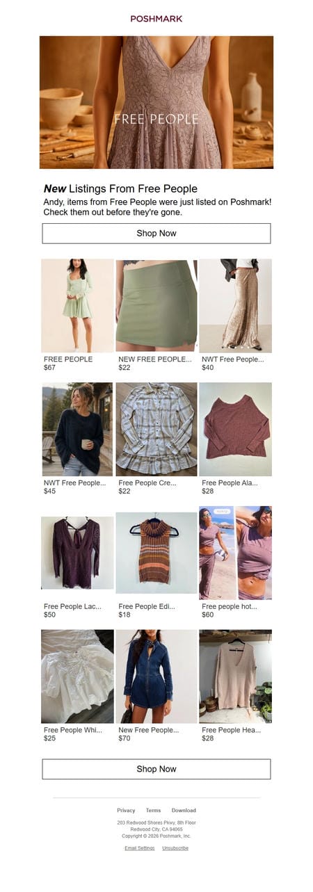 邮件模板创意 Poshmark Shopping 317