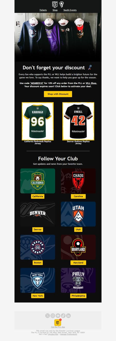邮件模板创意 Premier Lacrosse League 3