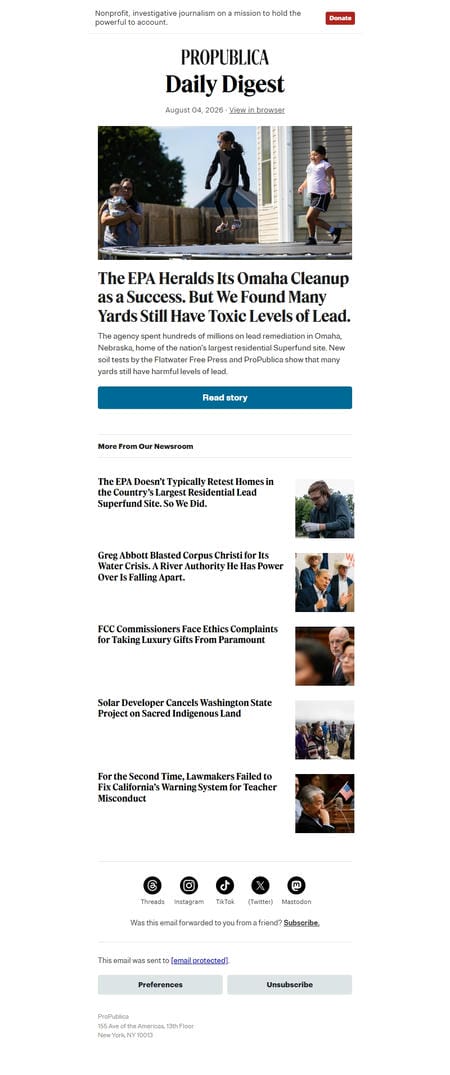 邮件模板创意 Propublicas Daily Digest 63