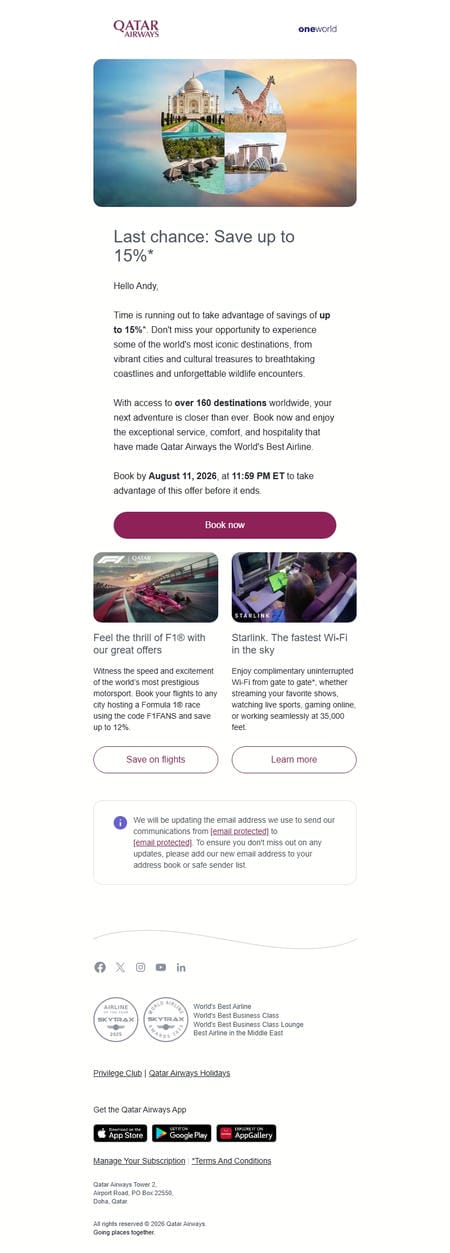 邮件模板创意 Qatar Airways 58