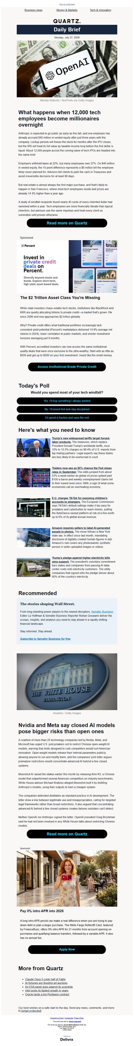 邮件模板创意 Quartz Daily Brief 334