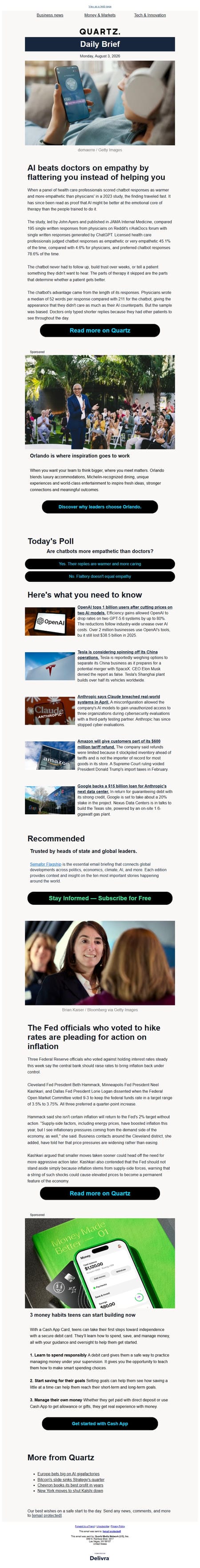 邮件模板创意 Quartz Daily Brief 339