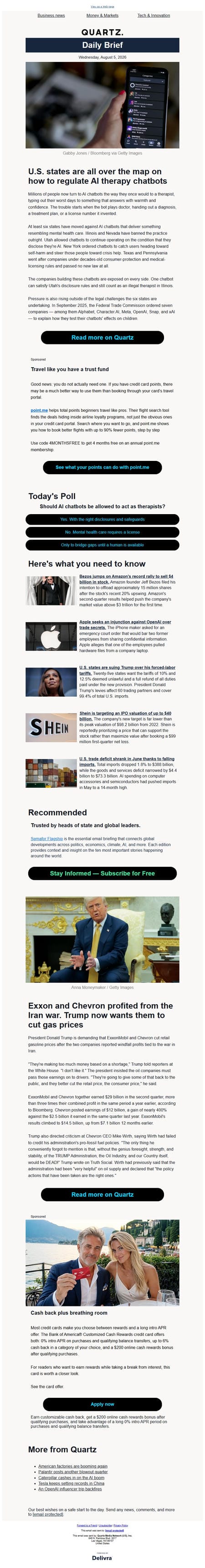 邮件模板创意 Quartz Daily Brief 341