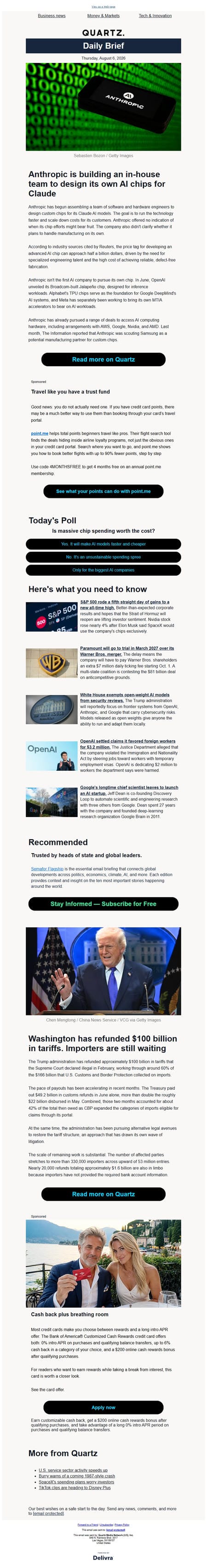 邮件模板创意 Quartz Daily Brief 342