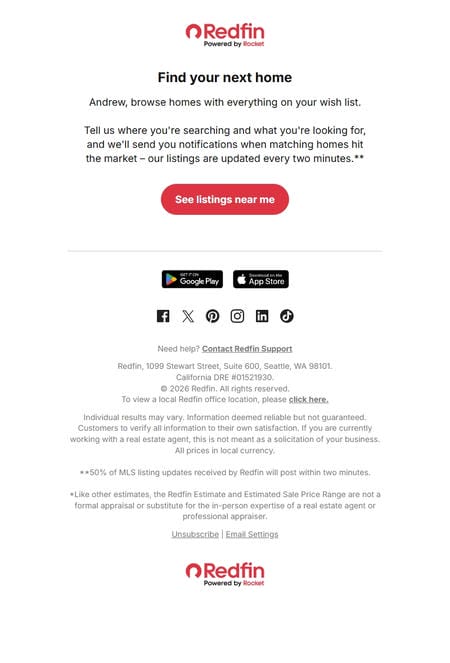 邮件模板创意 Redfin 380
