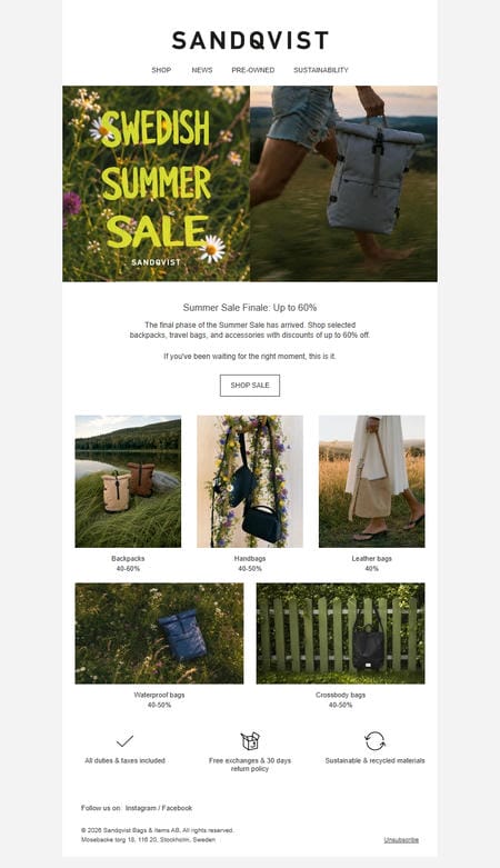 邮件模板创意 Sandqvist Bags Items 31