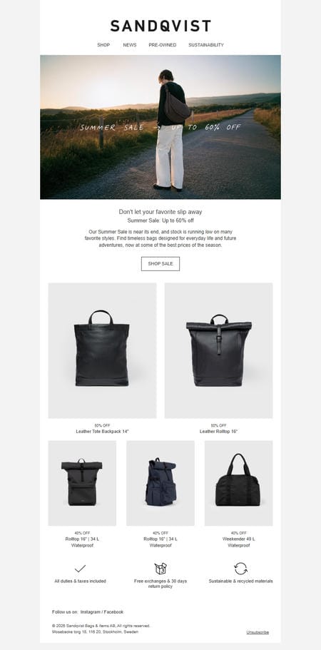 邮件模板创意 Sandqvist Bags Items 34