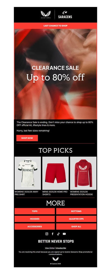 邮件模板创意 Saracens Online Store 4