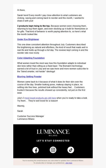 邮件模板创意 Sarah From Luminance Milano 10