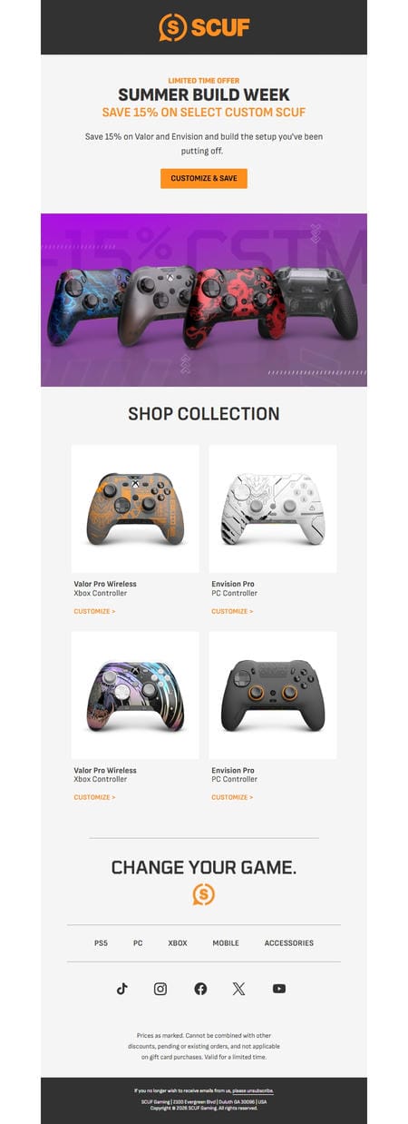 邮件模板创意 Scuf Gaming 30