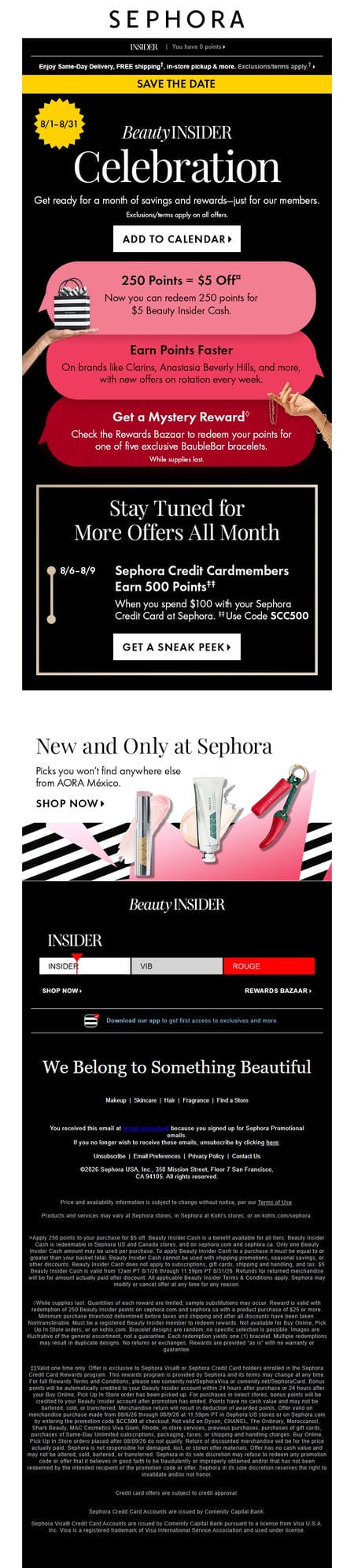 邮件模板创意 Sephora Beauty Insider Celebration