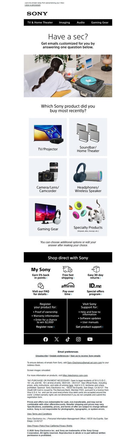 邮件模板创意 Sony Electronics 181