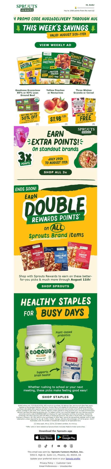 邮件模板创意 Sprouts Rewards 60