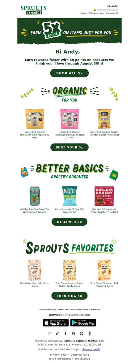 邮件模板创意 Sprouts Rewards 61