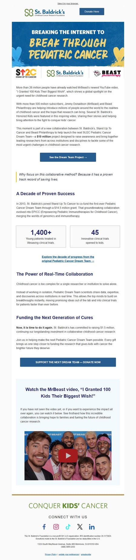 邮件模板创意 St Baldricks Childhood Cancer Research Foundation 3