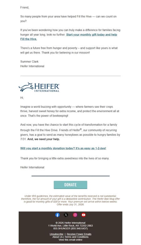 邮件模板创意 Summer Clark Heifer International