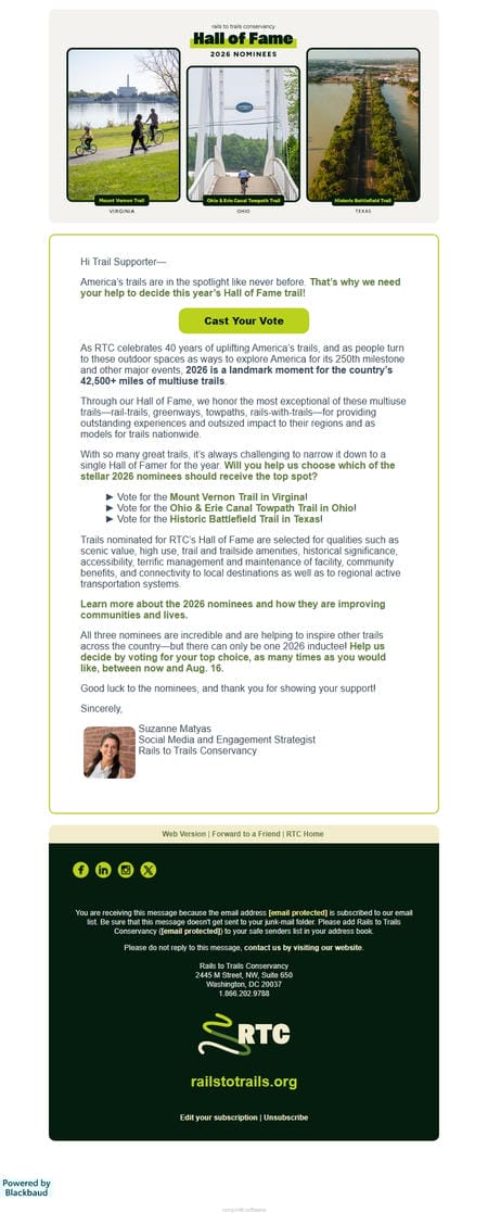 邮件模板创意 Suzanne Matyas Rails To Trails Conservancy