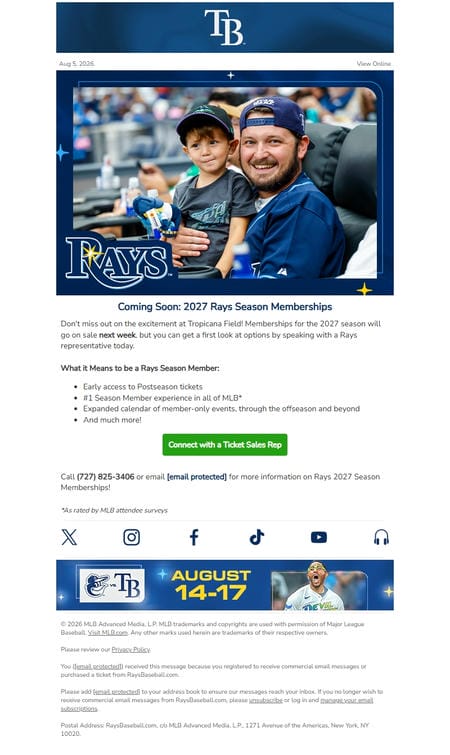 邮件模板创意 Tampa Bay Rays Ticket Guide 29
