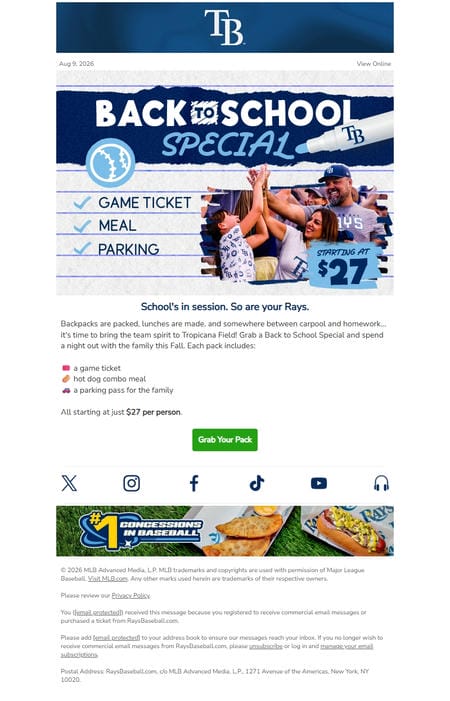 邮件模板创意 Tampa Bay Rays Ticket Guide 30